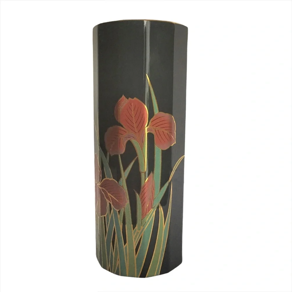 Vintage 80s Vase Otagiri Japan Iris